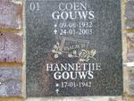 GOUWS Coen 1932-2003 & Hannetjie 1942-