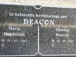 DEACON Charles Powrey 1941- & Maria Magdalena 1947-