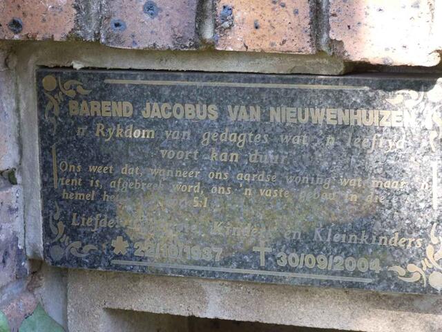 NIEUWENHUIZEN Barend Jacobus, van 1937-2004