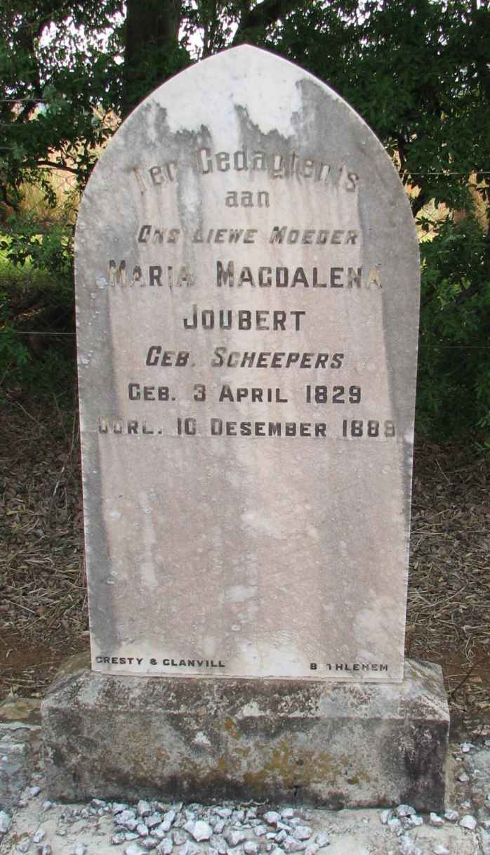 JOUBERT Maria Magdalena nee SCHEEPERS 1829-1889
