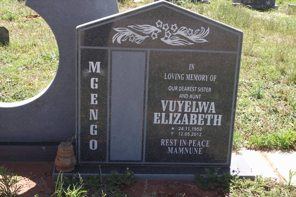MGENGO Vuyelwa Elizabeth 1952-2012