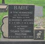 RABIE Gerhardus Jacobus 1891-1970 & Susara Susanna MOOLMAN 1903-1989
