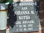 BOTHA Johanna M. nee KRUGER 1932-2005