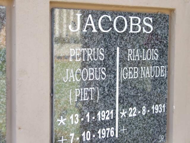 JACOBS Petrus Jacobus 1921-1976 & Ria-Lois NAUDE 1931-