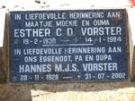 VORSTER Hannes M.J.S. 1928-2002 & Esther G.D. 1930-1984