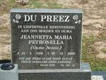 PREEZ Jeannetta Maria Petronella, du 1916-2000