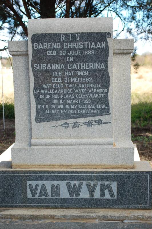 WYK Barend Christiaan, van 1888-1950 & Susanna Catherina HATTINGH 1892-1950