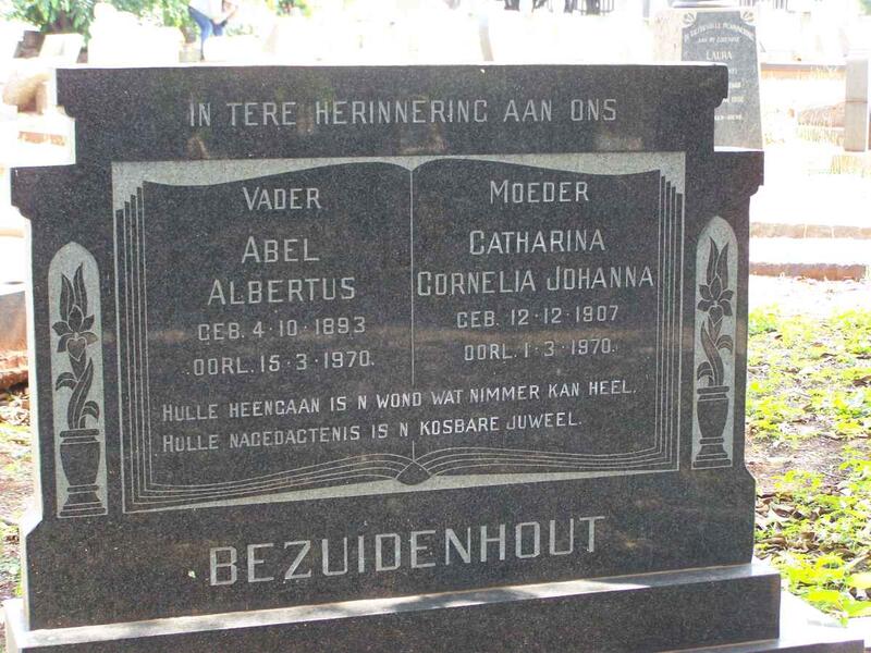 BEZUIDENHOUT Abel Albertus 1893-1970 & Catharina Cornelia Johanna 1907-1970