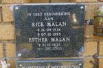 MALAN Rick 1936-1995 & Esther 1935-2005