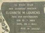 LOURENS Elizabeth M. nee VAN PAPENDORP 1893-1942