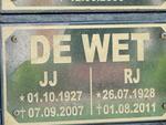 WET J.J., de 1927-2007 & R.J. 1928-2011