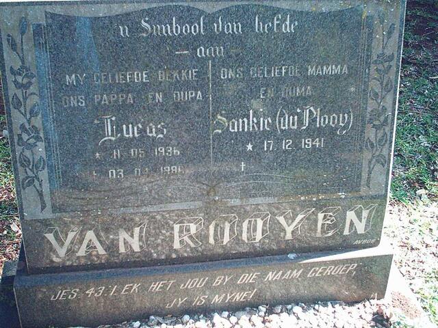 ROOYEN Lucas, van 1936-1985 & Sankie DU PLOOY 1941-