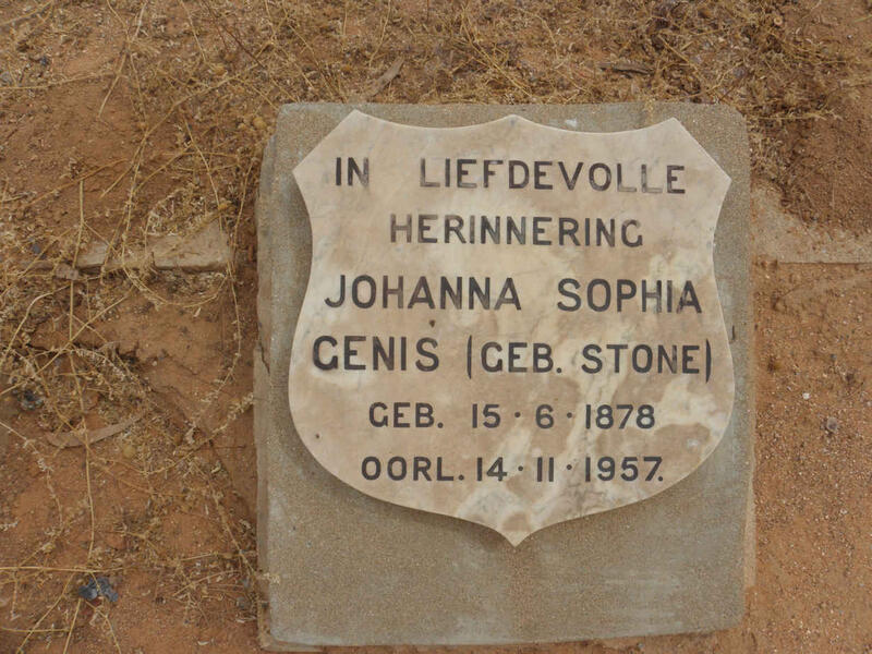 GENIS Johanna Sophia nee STONE 1878-1957