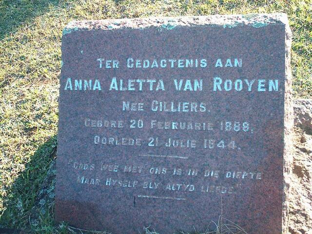 ROOYEN Anna Aletta, van nee CILLIERS 1888-1944