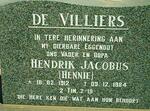 VILLIERS Hendrik Jacobus, de 1912-1984