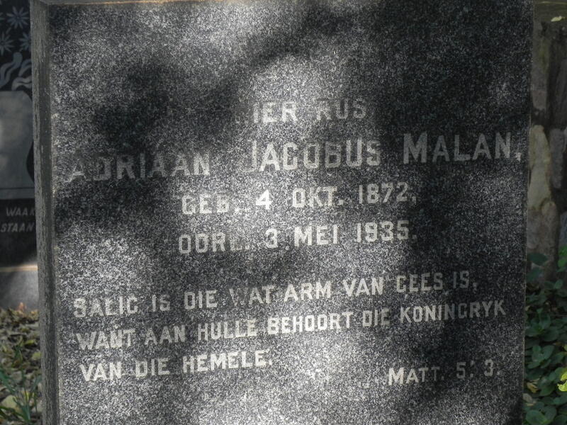 MALAN Adriaan Jacobus 1872-1935