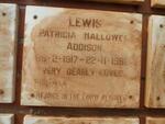 LEWIS Patricia Hallowes Addison 1917-1986