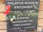 KRITZINGER Philippus Rudolph 1917-2004 & Susara Margaretha 1925-2005