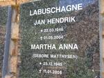 LABUSCHAGNE Jan Hendrik 1946-2004 & Martha Anna MATTHYSEN 1945-2008