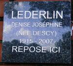 LEDERLIN Denise Josephine nee DESCY 1915-2007