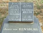 RENSBURG Mattheus Willem, Janse van 1918-1998 & Susara Cecilia Susanna 1937-1985
