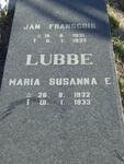 LUBBE Jan Franscois 1931-1933 :: LUBBE Maria Susanna E. 1932-1933
