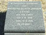 JORDAAN Magrietha Alletta nee van AARDT 1926-1979
