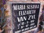ZYL Maria Susanna Elizabeth, van 1932-2003