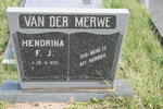 MERWE Hendrina F.J., van der 1935