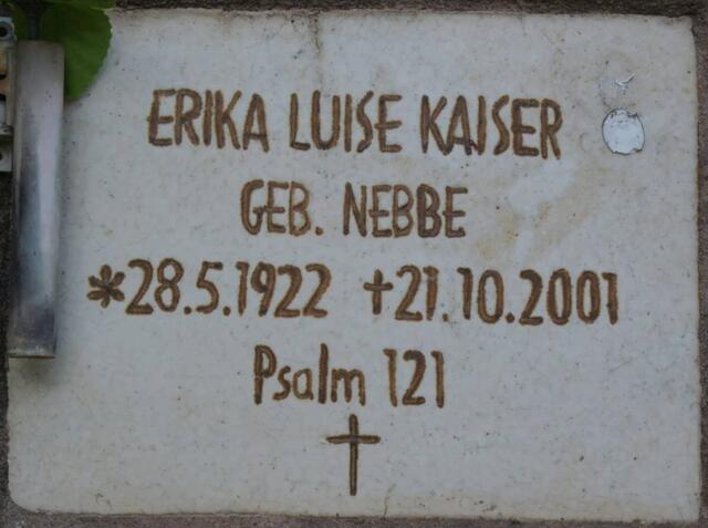 KAISER Erika Luise nee NEBBE 1922-2001
