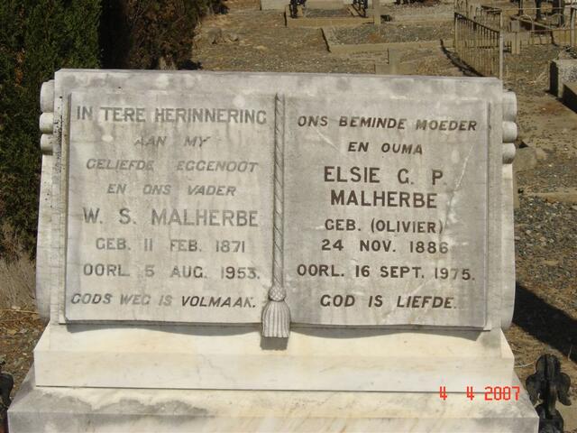 MALHERBE W.S. 1871-1953 & Elsie G. P. OLIVIER 1886-1975