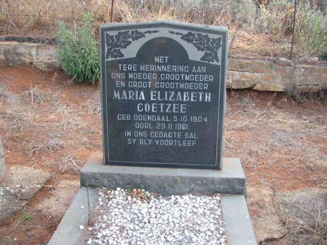 COETZEE Maria Elizabeth nee ODENDAAL 1904-1981