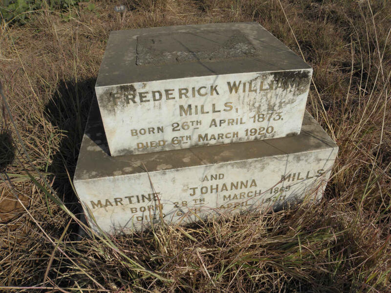 MILLS Frederick William 1873-1920 & Martine Johanna 1869-1933