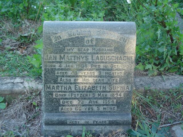 LABUSCHAGNE Jan Matthys 1906-1953 & Martha Elizabeth Sophia PETZER 1894-1954
