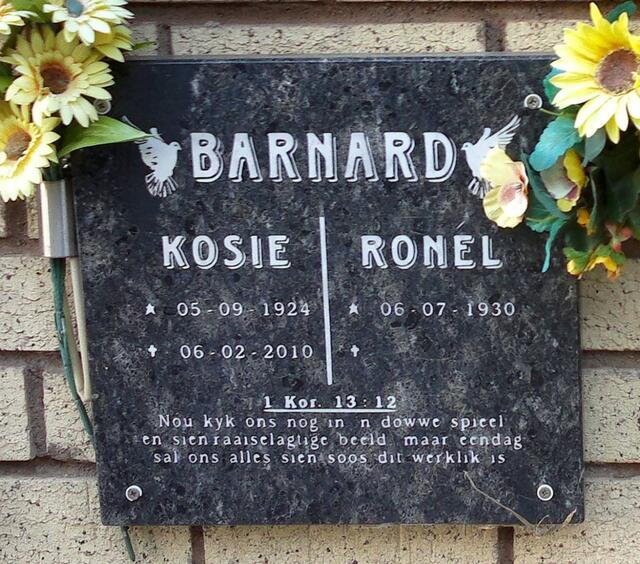 BARNARD Kosie 1924-2010 & Ronel 1930-