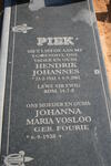 PIEK Hendrik Johannes 1933-2002 & Johanna Maria Vosloo FOURIE 1938-