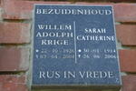 BEZUIDENHOUT Willem Adolph Krige 1926-2004 & Sarah Catherine 1914-2006