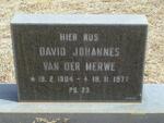MERWE David Johannes, van der 1904-1977