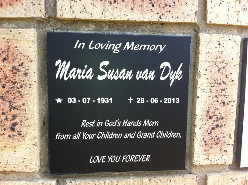 DYK Maria Susan, van 1931-2013