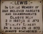 LEWIS Stanley Ernest 1898-1973 & Gladys May 1897-1973
