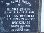 WICKHAM Henry 1918-1988 & Lilian Patricia 1921-1997