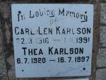 KARLSON Carl Len 1916-1991 & Thea 1920-1997