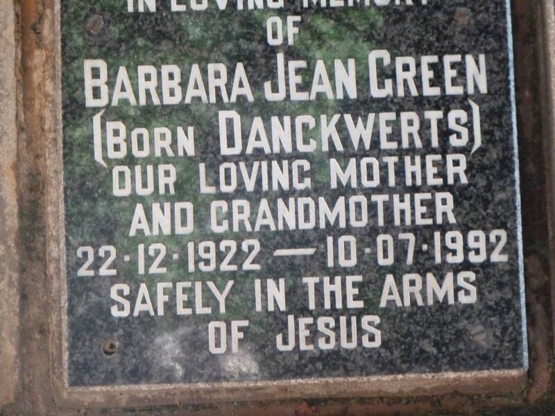 GREEN Barbara Jean nee DANCKWERTS 1922-1992