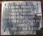 KEIR James 1891-1983 & Elizabeth BROTHERSTON 1888-1979