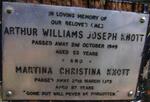 KNOTT Arthur Williams Joseph -1949 & Martina Christina -1975