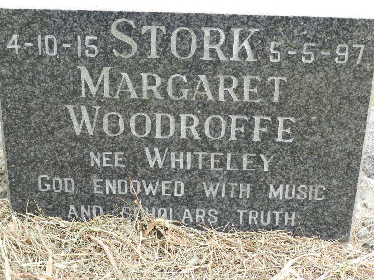 STORK Margaret Woodroffe nee WHITELEY 1915-1997