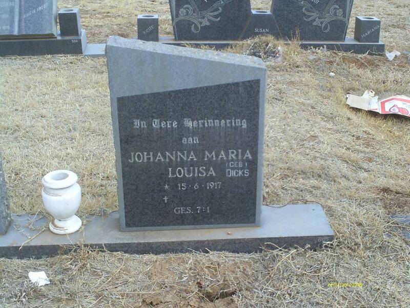 ? Johanna Maria Louisa nee DICKS 1917-