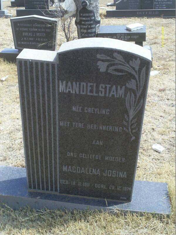 MANDELSTAM Magdalena Josina nee GREYLING 1911-1974