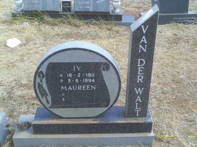 WALT I.V., van der 1911-1994 & Maureen