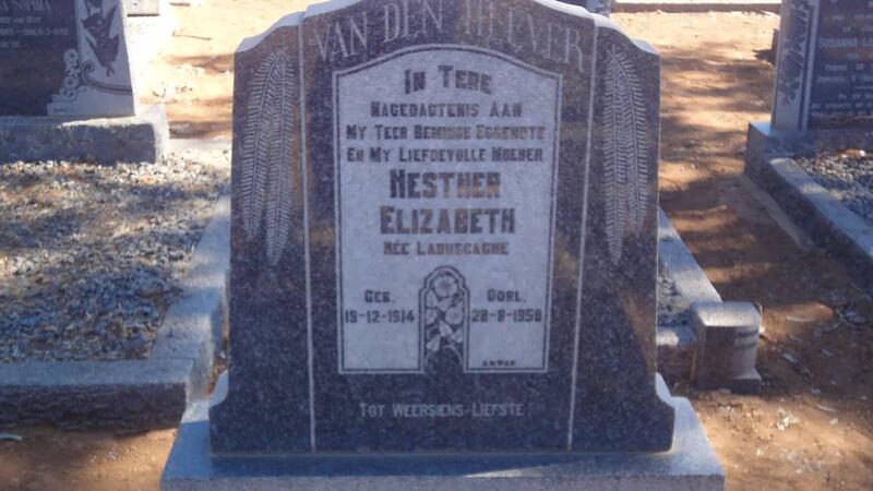 HEEVER Hesther Elizabeth, van den nee LABUSCAGNE 1914-1950